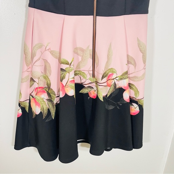 NWT Ted Baker London Peach Blossom Off-Shoulder Dress Black Floral Size 10 - Picture 8 of 12